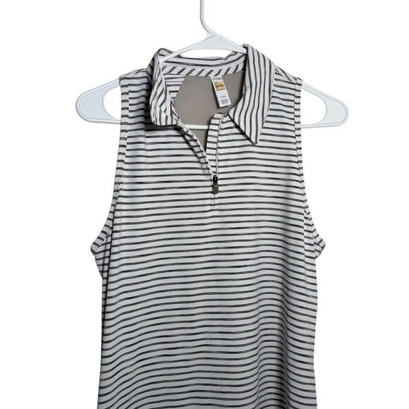 Lole Dress Women's Medium Gray Striped Mesh Sleeveless Collared Athletic - Picture 2 of 11